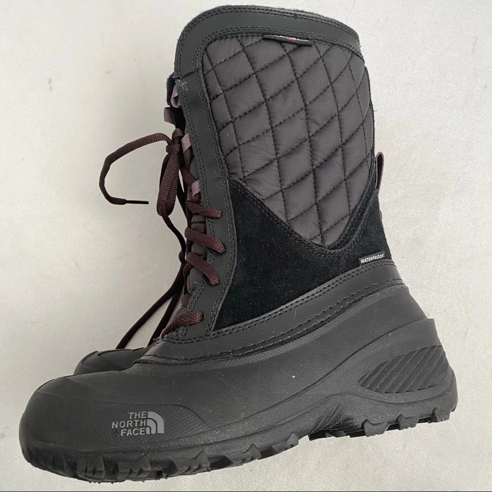 The North Face Thermoball Shellista suede and nylon black waterproof boots
